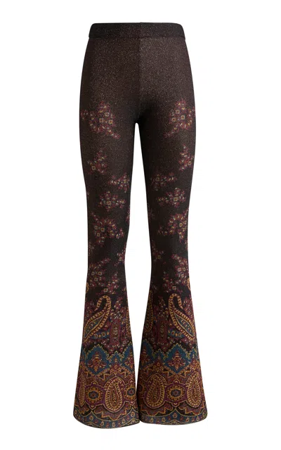 Etro Metallic-knit Flared Pants In Multi