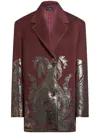 Etro , Metallic-print Coat, Woman, Burgundy, Size 46 In Red