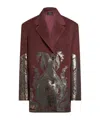 Etro , Metallic-print Coat, Woman, Burgundy, Size 46 In Red