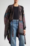 Etro Metallic Paisley Jacquard Cape In Black