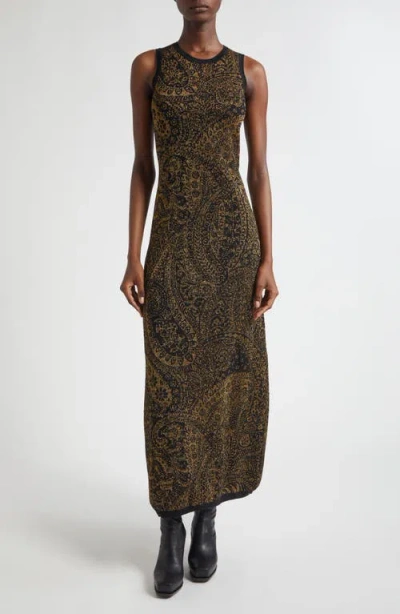 Etro Sleeveless Paisley Motif Maxi Dress In Green