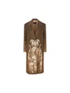 Etro Metallic Brocade Single-breasted Coat In Marrone