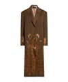 Etro Dark Brown Coat With Laminated Print In Brown