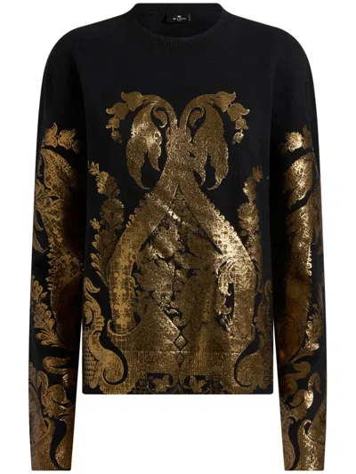 Etro Paisley Wool Sweater In Black