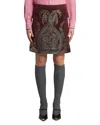 Etro Wool Blend Mini Skirt With Metallic Print In Brown/purple
