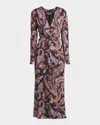 Etro Long-sleeved Dress In Print On Black Base