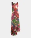 Etro Laminated Jersey Dress With Maxi Floral Print In Print On White Base