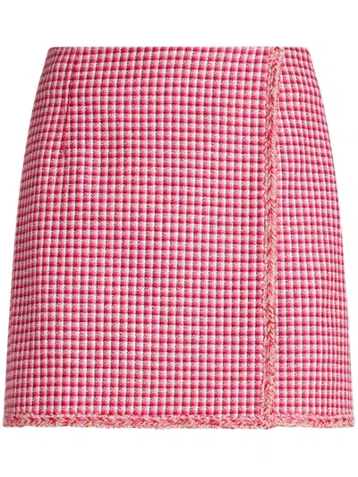 Etro Micro-check Mini Skirt In Red