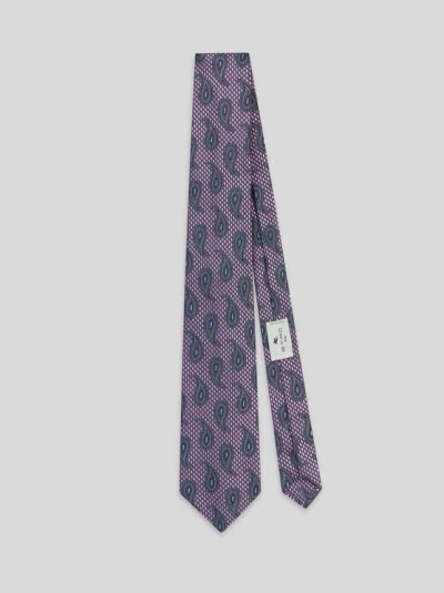 Etro Micro-diamond Tie With Paisley In Purple