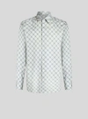 Etro Micro-paisley Check Shirt In Light Blue