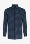 Etro Paisley-patterned Long Sleeve Shirt With Classic Collar In Blue