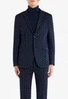 Etro Micro Paisley Tie Pattern Blazer In Navy