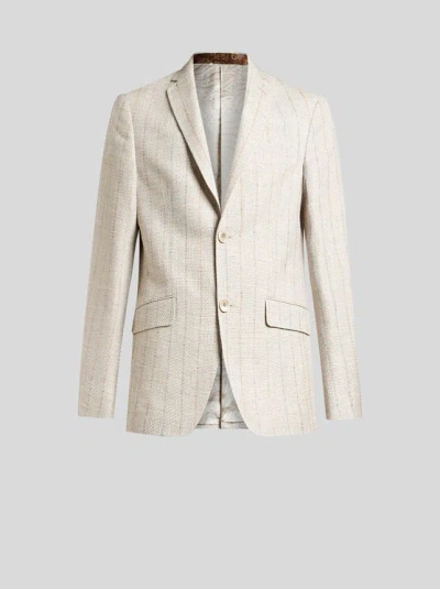 Etro Micro-striped Blazer In Beige
