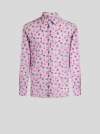 Etro Micro-striped Shirt With Flowers In Pink