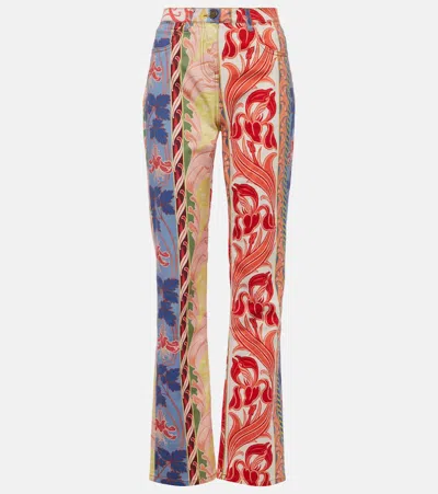 Etro Printed High-rise Straight-leg Jeans In Red