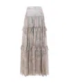 Etro Paisley Print Ruffled Maxi Skirt In Nude