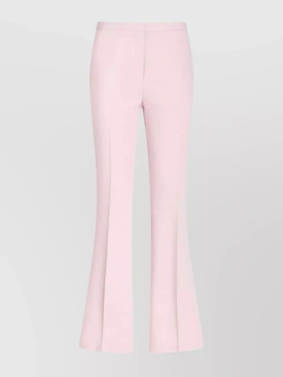 Etro Mid-rise Tailored Flared Trousers With Cady Texture In Pink