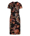 Etro Floral Embroidered Midi Dress With Short Sleeves In Black