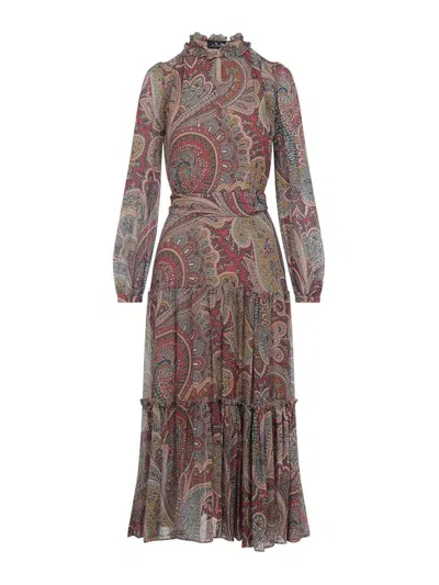 Etro Midi Dress In Brown