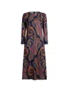 Etro Crepe Midi Dress With Paisley Motif In Multi