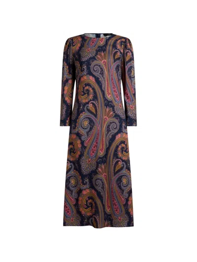 ETRO MIDI DRESS IN CRÊPE WITH PAISLEY PATTERN