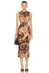 Etro Paisley Velvet And Tulle Jacquard Midi Dress In Multi