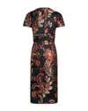 Etro Jacquard Floral Midi Dress In Multicolor Black Base