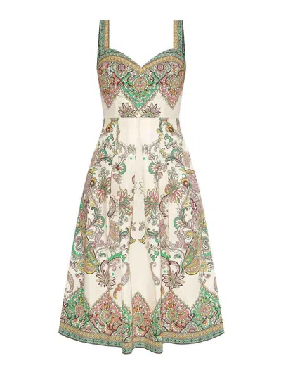 Etro Floral Print Dress In White