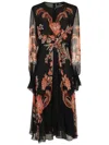Etro Floral Silk Chiffon Long-sleeved Midi Dress