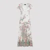 Etro Knit White Cotton Midi Dress With Flared Skirt