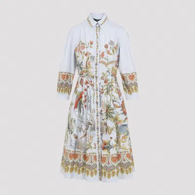 Etro Midi Shirt Dress Cinched Waist Pleated In White