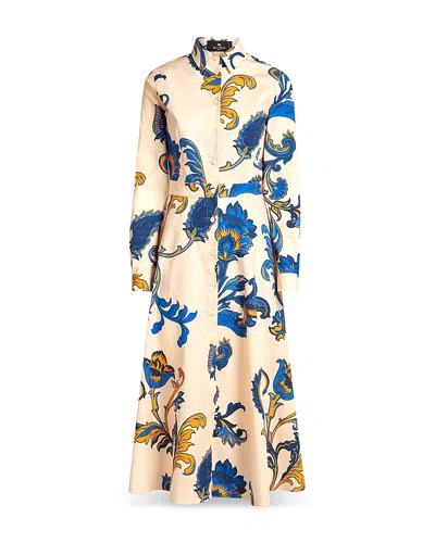 Etro Midi Shirtdress In Print On White