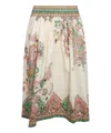 Etro Womens Print On White Base Floral-print High-rise Cotton Midi Skirt In Beige