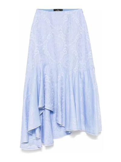 Etro Midi Skirt In Light Blue
