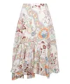 Etro Asymmetric Floral-print Cotton-poplin Midi Skirt In Multicolor