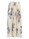Etro Pleated Midi Skirt With Floral Print In Multi