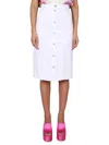 Etro White Midi Skirt With Front Button Closure In White