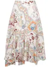 Etro Asymmetric Floral-print Cotton-poplin Midi Skirt
