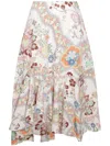 Etro Asymmetric Floral-print Cotton-poplin Midi Skirt In Multicolour