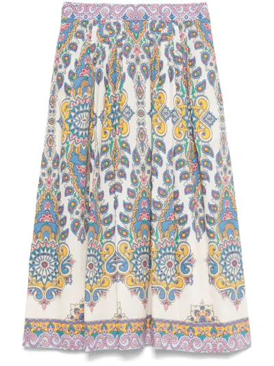 Etro Midi Skirt With Paisley Print In Multicolour