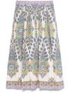 Etro Paisley Print Cotton Midi Skirt In Multicolour