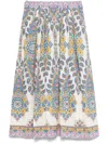 Etro Paisley Print Cotton Midi Skirt In Multicolour