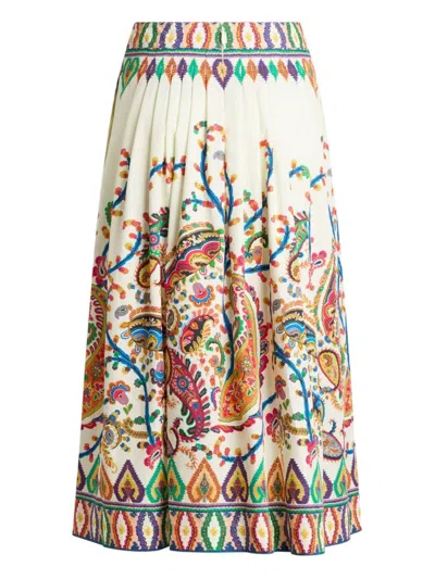Etro Midi Skirt With Paisley Print In White