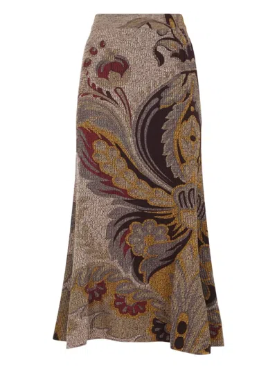 ETRO MIDI TRUMPET KNIT SKIRT