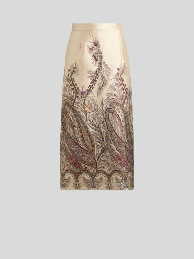 Etro Paisley Jacquard Midi Skirt In Multi