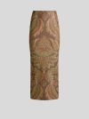 Etro Jersey Floral Motif Midi Skirt In Brown In Brown