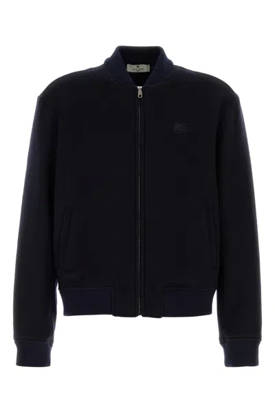 ETRO ETRO MIDNIGHT BLUE WOOL BLEND BOMBER JACKET