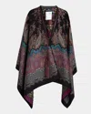 Etro Midnight Dream Lurex Cape With Leather Trim