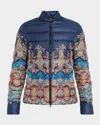 Etro Midnight Dream Paisley-print Puffer Jacket In Blue