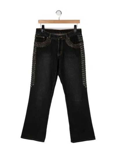 Pre-owned Etro Mid-rise Flared Jeans In Black